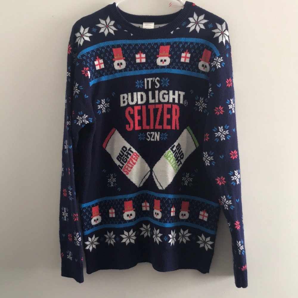 Bud Light Seltzer Size Large Ugly Christmas Sweater.